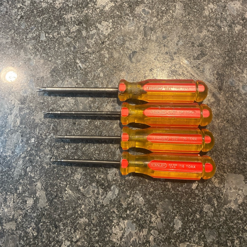 Stanley T-15, 20, 25, 30 Torx Screwdriver Set Of 4 64-552 Made in USA Plastic
